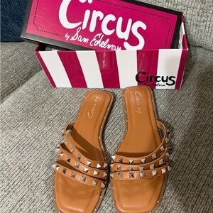 Circus by Sam Edelman Verity Studded Slide Sandals - Saddle - Size 7.5